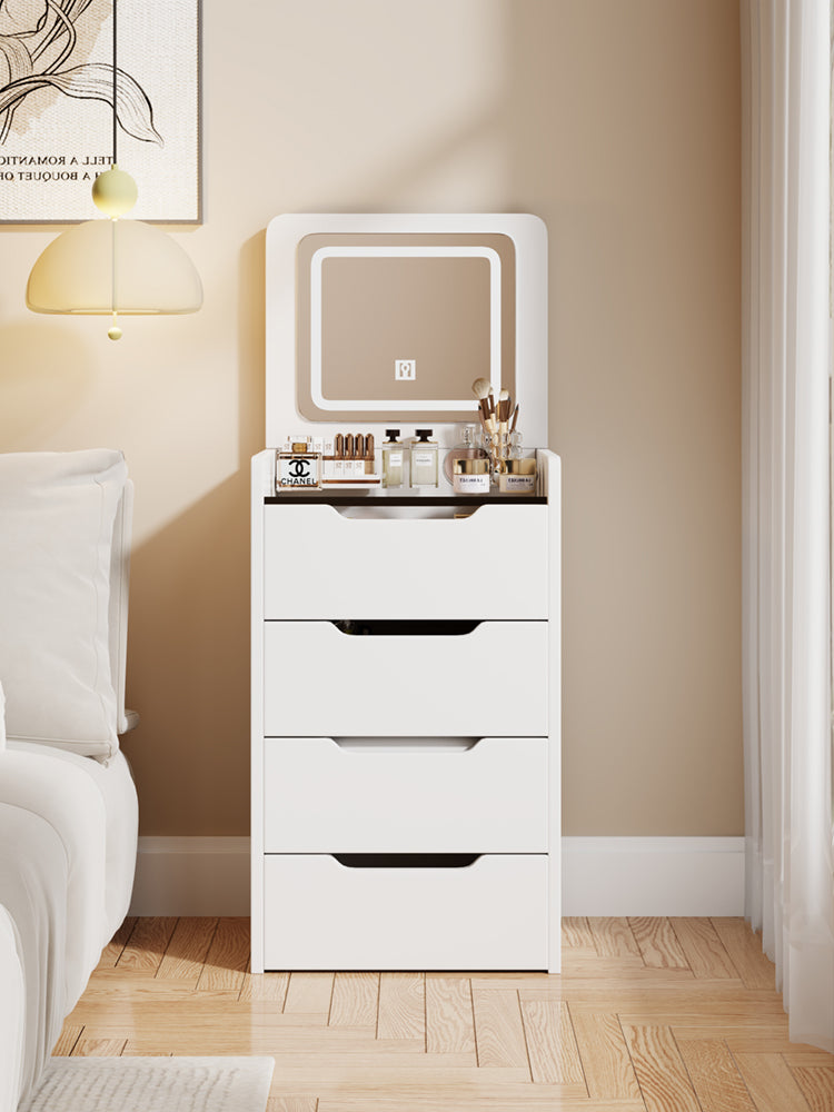 (48CM) 3 in 1 Vanity Desk with Plip Top Mirror, Small Make Up Vanity Set with Visible Glass Desktop, Compact Makeup Vanity with 3 Drawers, Dressing Table for Bedroom (WHITE COLOR) image 11