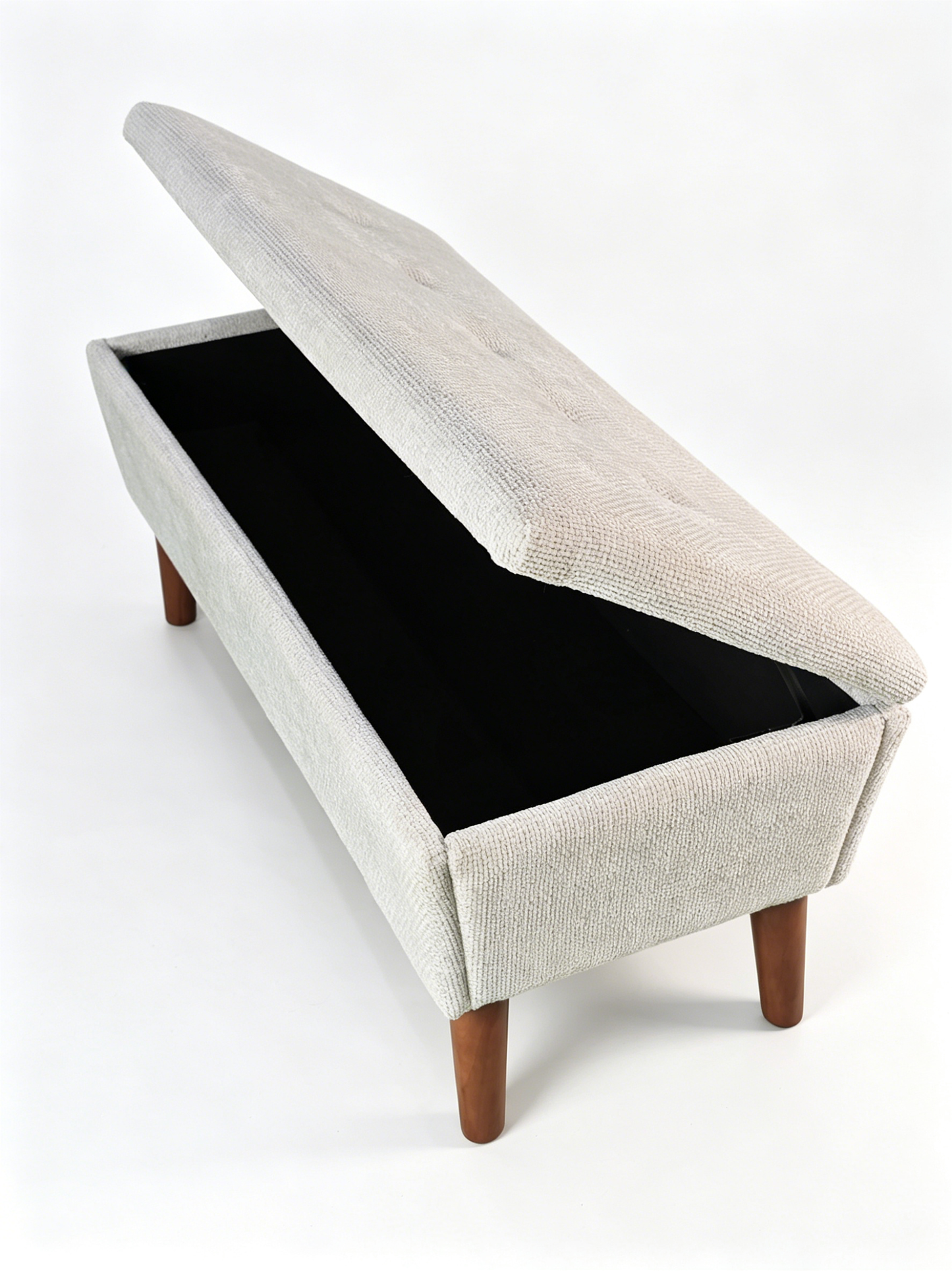 42" Rectangular Linen Ottoman Bench, Modern Low Footrest Stool with Solid Wood Tapered Legs, Multi-Use Entryway Shoe Bench & End of Bed Bench for Living Room/Bedroom image 10