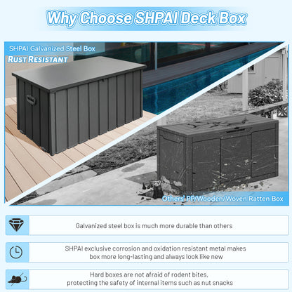 Outdoor Storage Box, 200 Gallon Metal Deck Box Built-in a Oxford Fabric Storage Bag, Lockable & Waterproof Outside Patio Storage Box - Gray image 7