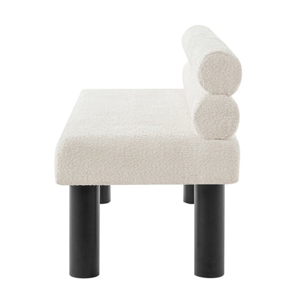 Upholstered Dining Bench, End of Bed, Entryway Bench, Ottoman for Dining Room, Bedroom, Living Room, Rubber Wood Leg 300 LBS Support, Beige image 8