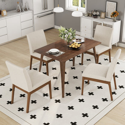 5-Piece Dining Table Set with One Solid Wood Frame Table and 4 Upholstered Chairs for Dining Room, Walnut+Light beige (same sku: N759S924557K / N759S004001K) image 12