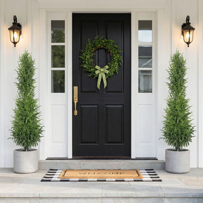 5' Artificial Real Touch Pine Tree in Black Plastic Pot, 2pc/set image 1