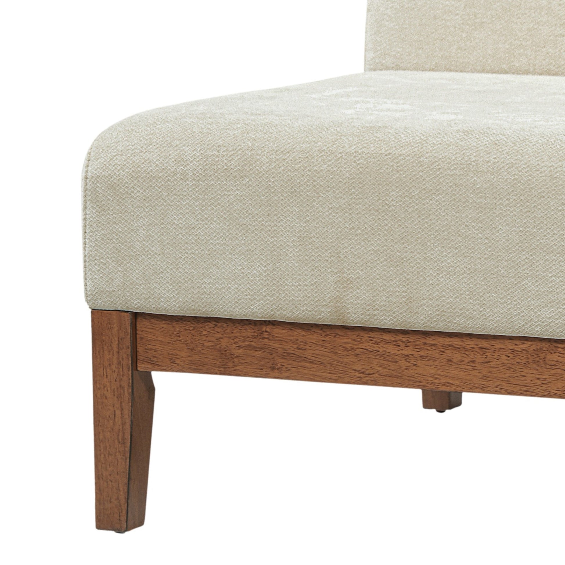 Modern Accent Chair - Beige Fabric Upholstered Accent Chair with Walnut Color Frame, 300lbs Capacity for Living Room, Bedroom & Entryway image 10