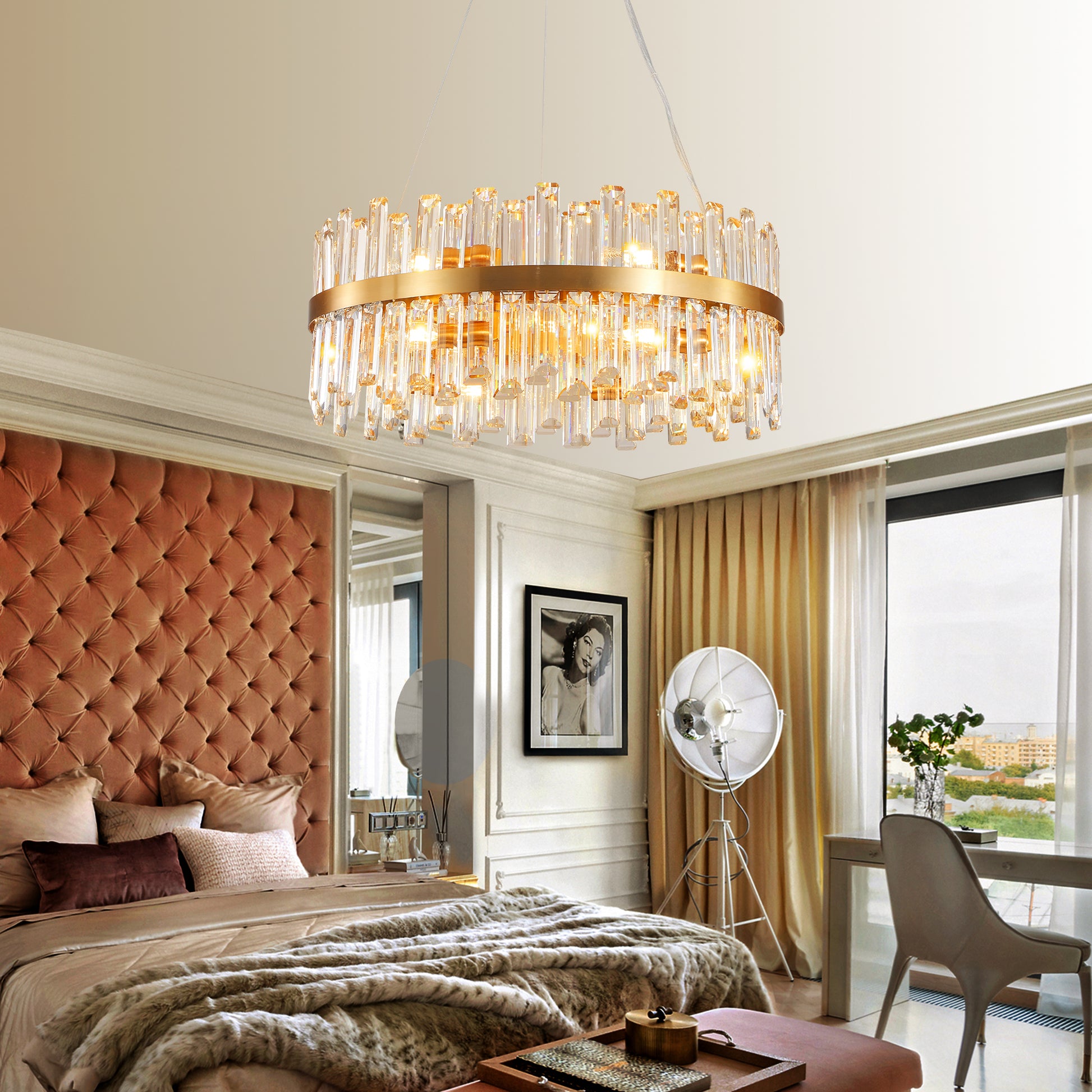 23.6 Inches Luxury Chandeliers Crystal Living Room Bedroom Decorative Lights Simple Modern Dining Room Lighting,for Home Decor (Bulbs Not Included) image 3