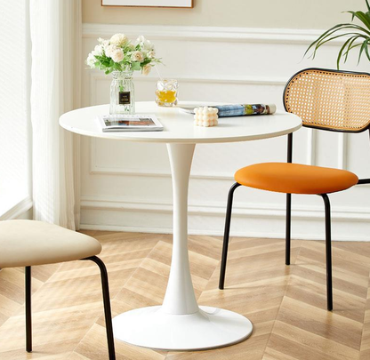 White Round Table, Modern Dining Table, MDF Top and Steel Base Tulip Round Kitchen Table, Mid Century Coffee Table for Living Room 24 Inch, Oval Dining Table image 10