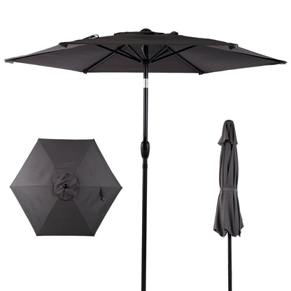 7.5 FT Patio Umbrella, Outdoor Market Yard Umbrella, Sun Shade Umbrella with Push Button Tilt and Crank Mechanism for Garden, Deck, Pool and Backyard, Not Include Umbrella Base, Grey image 1