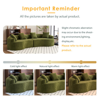 Curved Boneless Sofa,Compression Modular 110'' Sectional,Green High-Density,Couches Sleeper for Living Room Bedroom Apartment Lounge,Chenille image 7