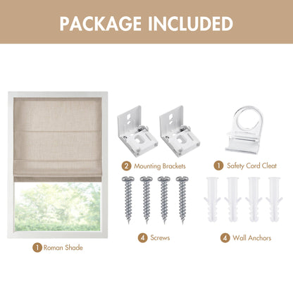 1 Piece 35x64" Room Darkening Cordless Roman Shade,Neutral image 3