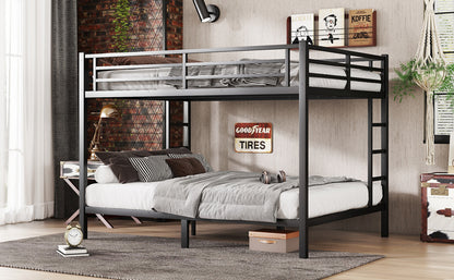 Metal Queen over Queen Bunk Bed for Teens and Adults,Space-Saving/Noise Reduced/No Box Spring Needed, Black image 10