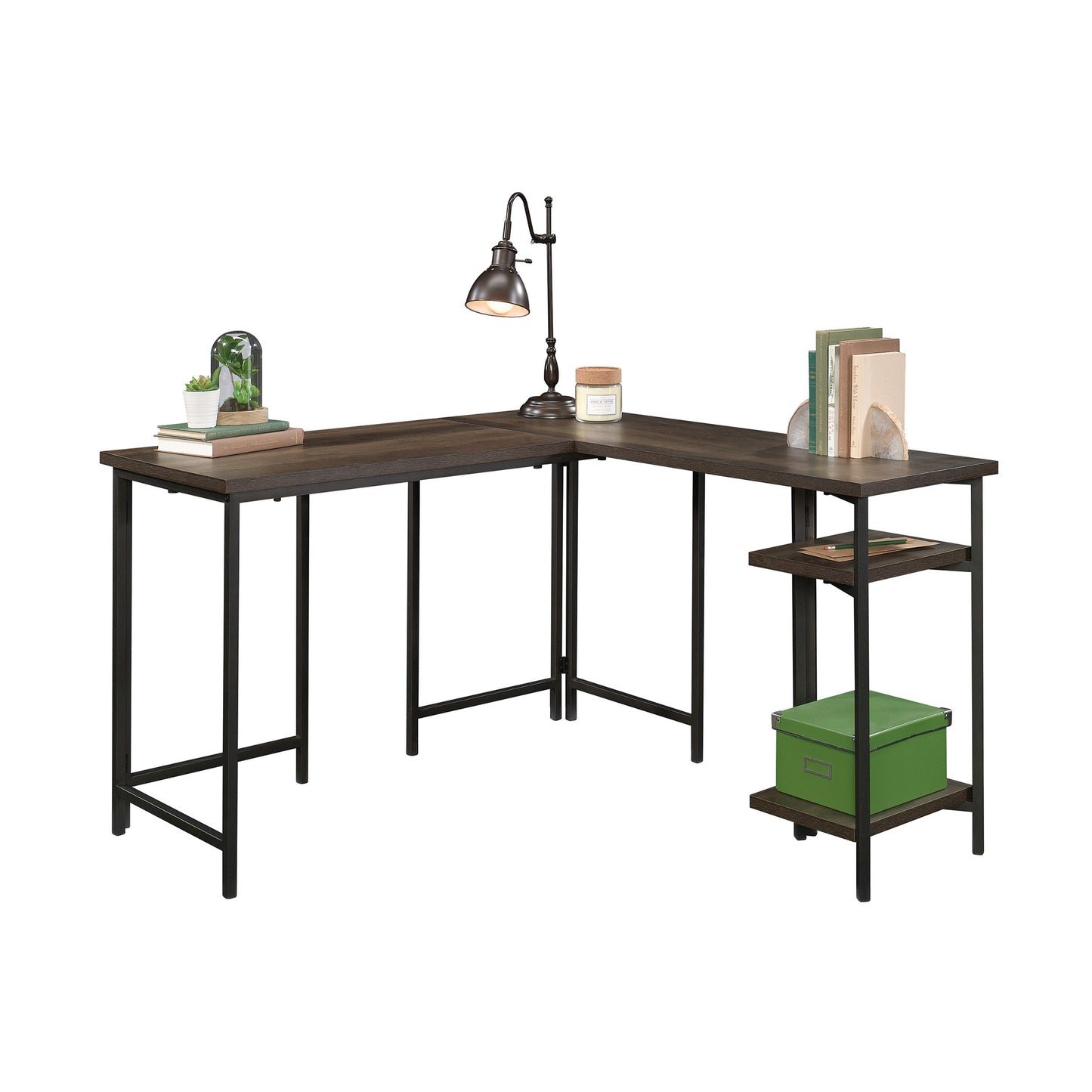 L-Shaped Desk with Rustic Style, Brown finish image 10