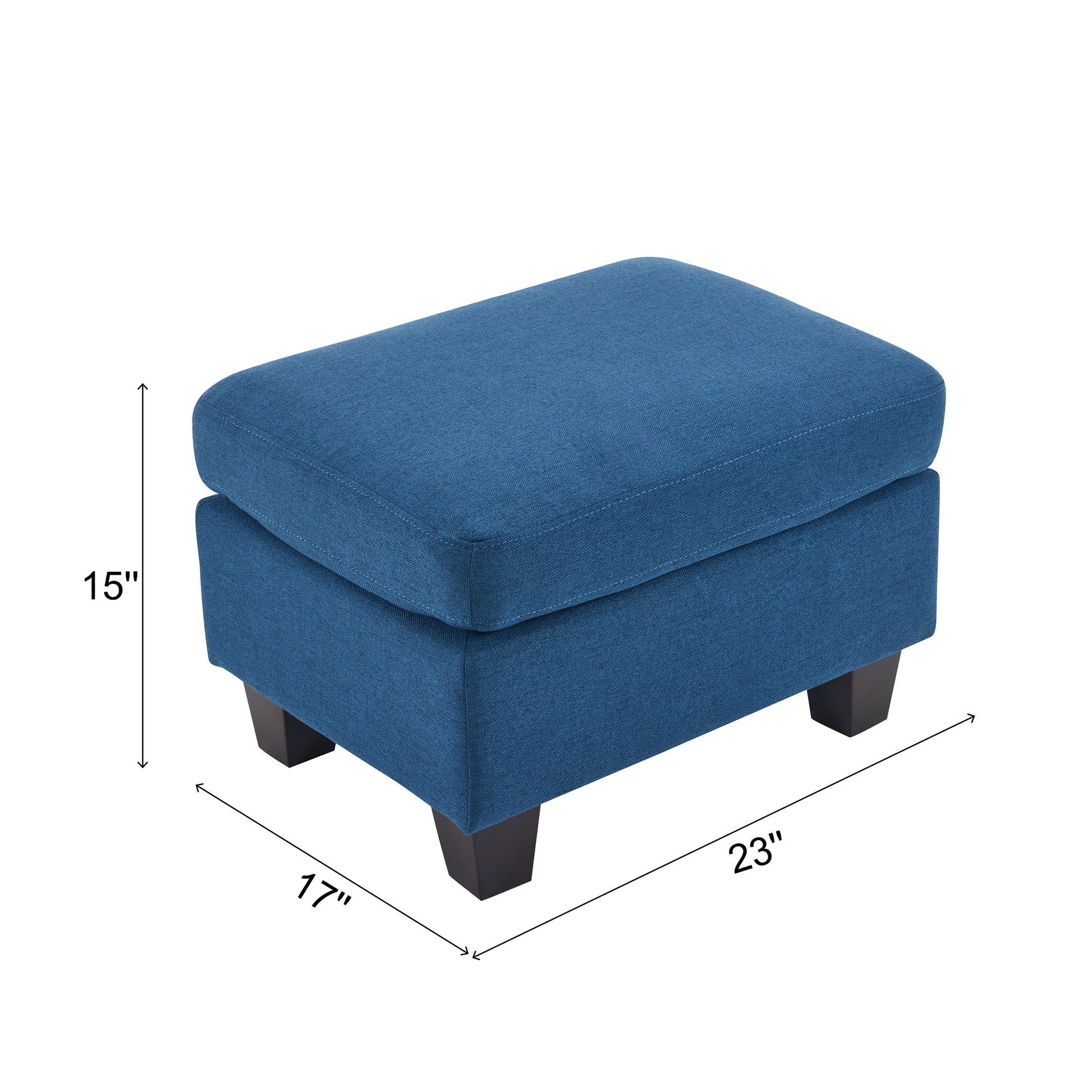 Upholstered Ottoman, Navy Blue image 2