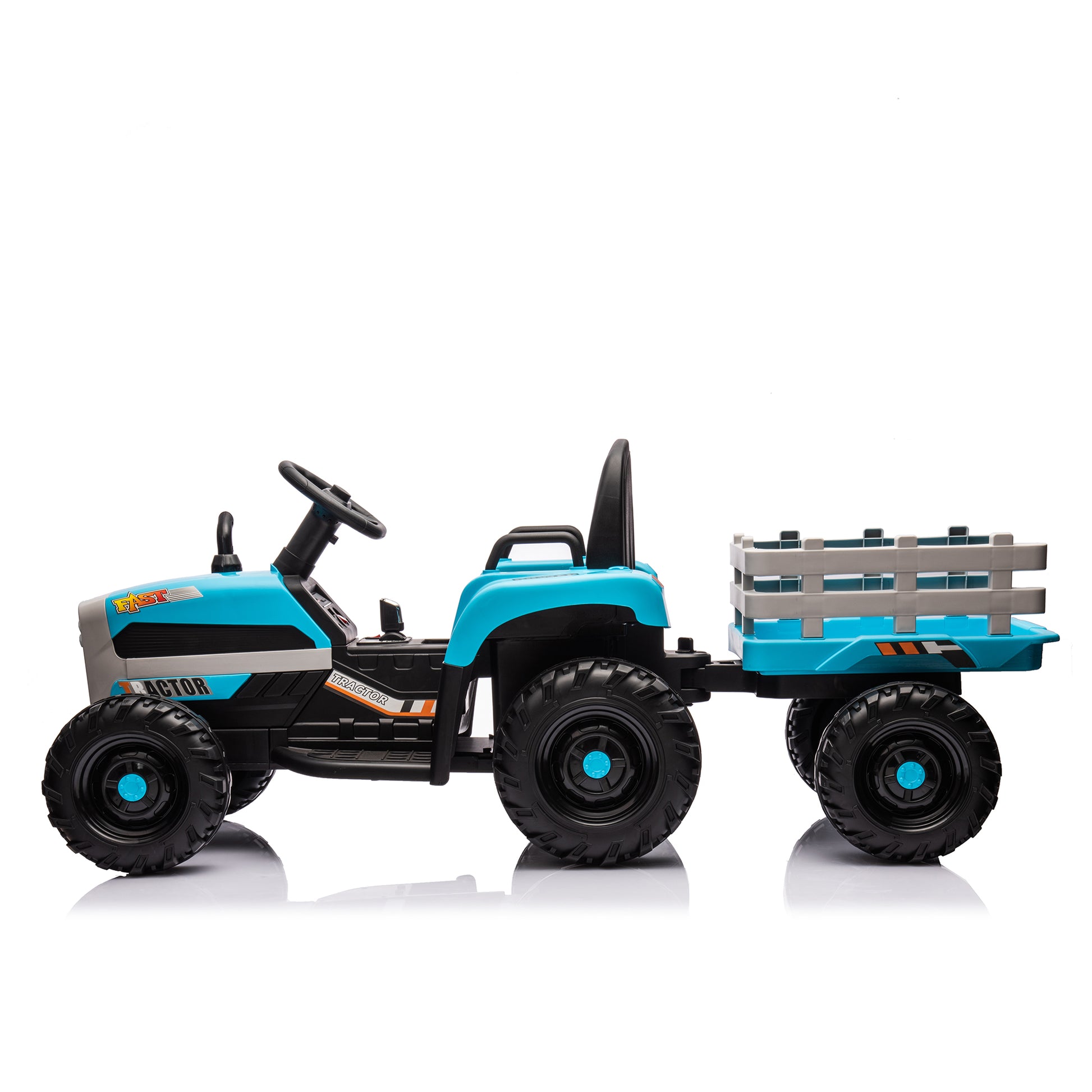 Ride on Tractor with Trailer,24V Battery Powered Electric Tractor Toy, 200w*2motor 1.86-4.97MPH/Remote Control,electric car for kids,Three speed adjustable,USB,MP3,Bluetooth,LED light, safety belt. image 9