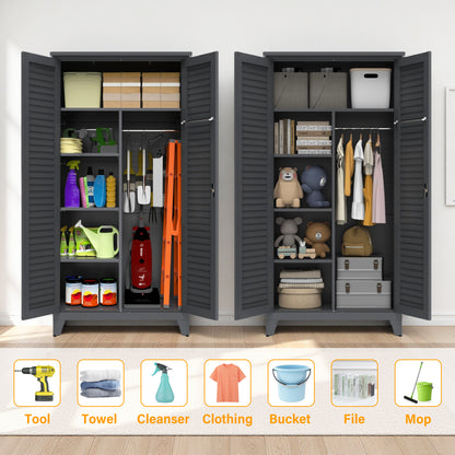 73'' Tall Metal Tool Storage Cabinet, with Ample Storage Space for Garage,Warehouse,Garden,Office, Living Room,Bathroom,Utility Room (Slate) image 10