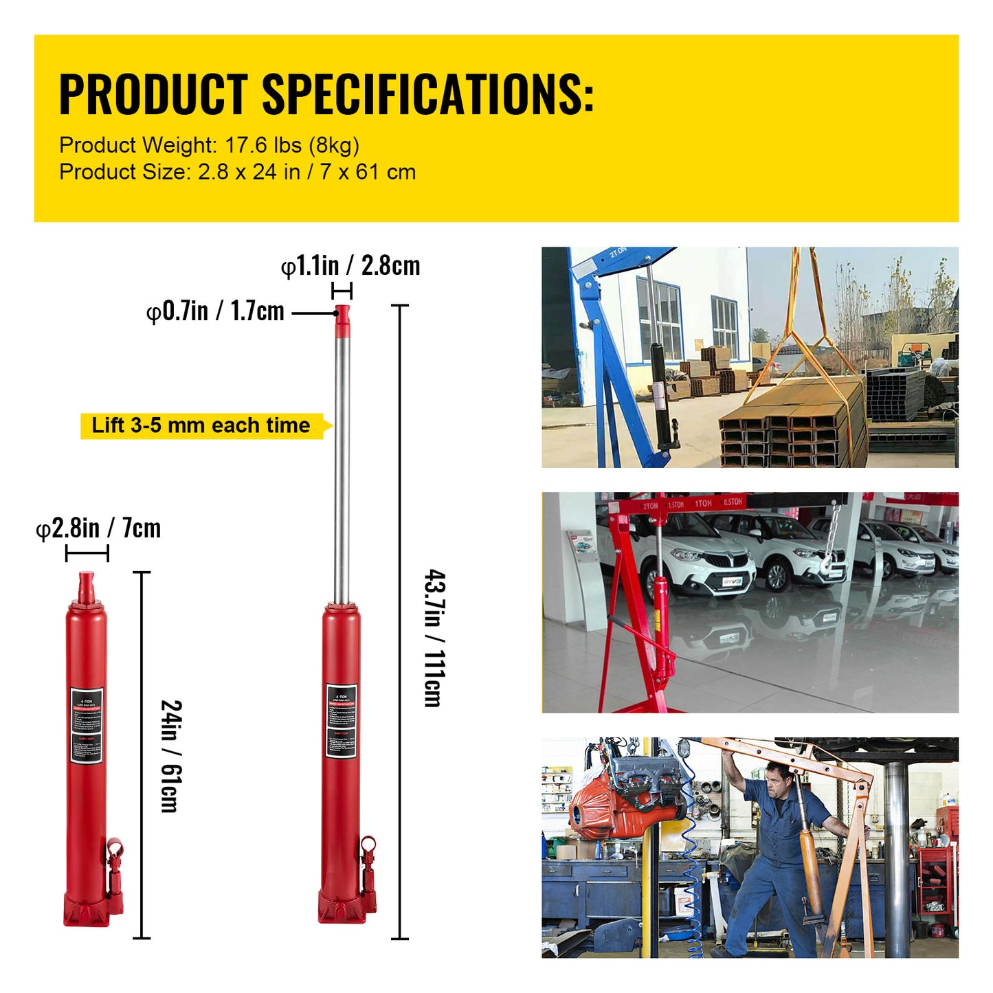 Hydraulic Long Ram Jack 4 Ton - Package Contents