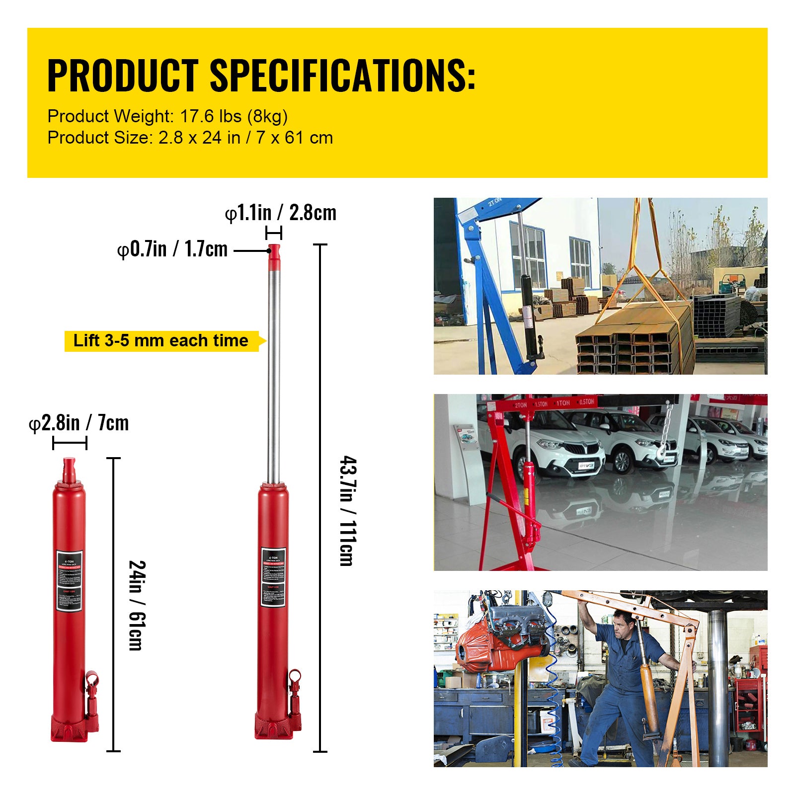 Hydraulic Long Ram Jack 4 Ton - Package Contents