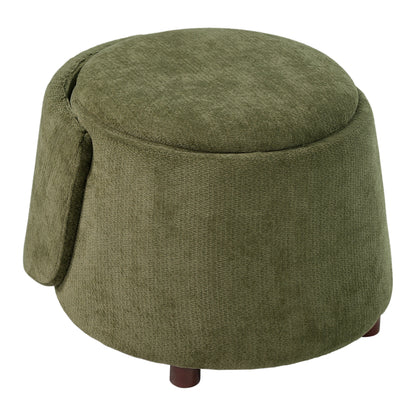 Green Pet Friendly Chair with Hidden Pet Nook, Convertible Stool, Storage Seat, 220lbs Capacity, Acacia Wood Legs image 10