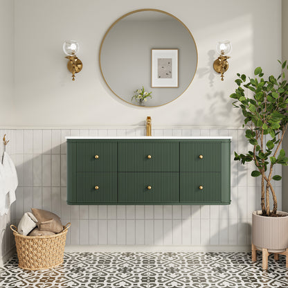 48" Wall Mounted & Floating Single Green Bathroom Vanity with Sink image 1