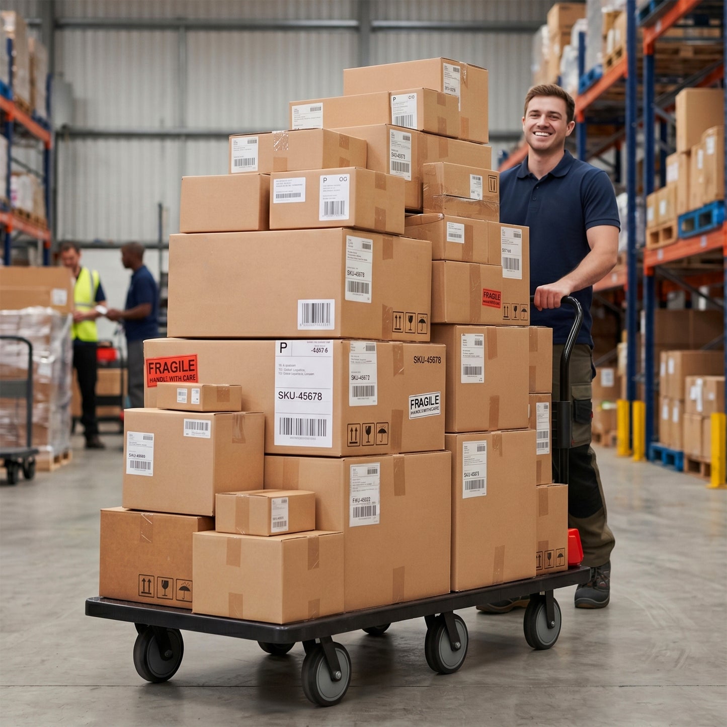 25.5"x51.5" Platform Truck, Foldable Handcart with 6'' TPR 360-Degree Silent Wheels, 1800lbs Heavy-Duty Push Dolly Cart, 4 Steel Load-Bearing Beams for Warehouse Garage Home Use image 5