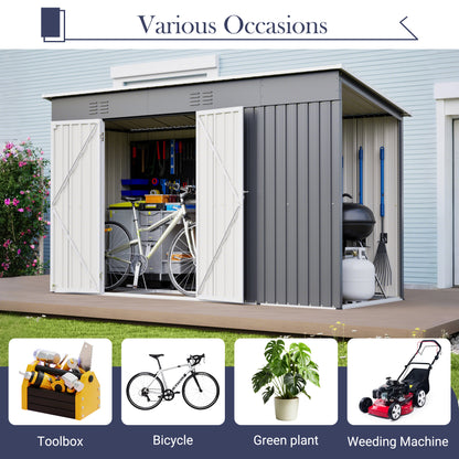 10'x4' Outdoor Metal Storage Shed for Garden Tools Lockable Door With Floor Frame image 7