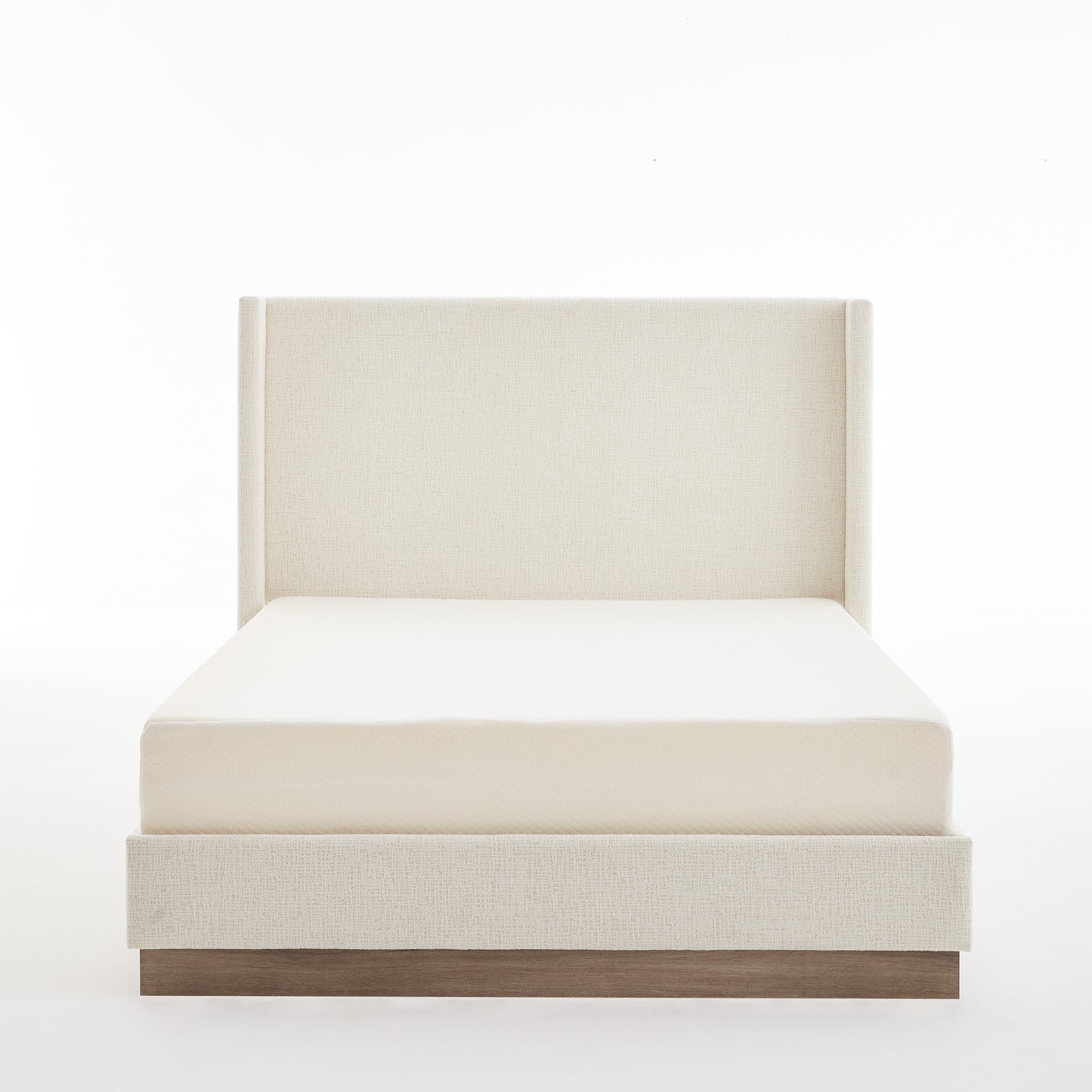 Hosford Upholstered Wingback Bed / Upholstered Wood Base Platform Bed / 52.5" High Headboard / Minimalist / Rusticity / No Box Spring Needed / Queen / Textured Ivory Canvas / No Noise image 11
