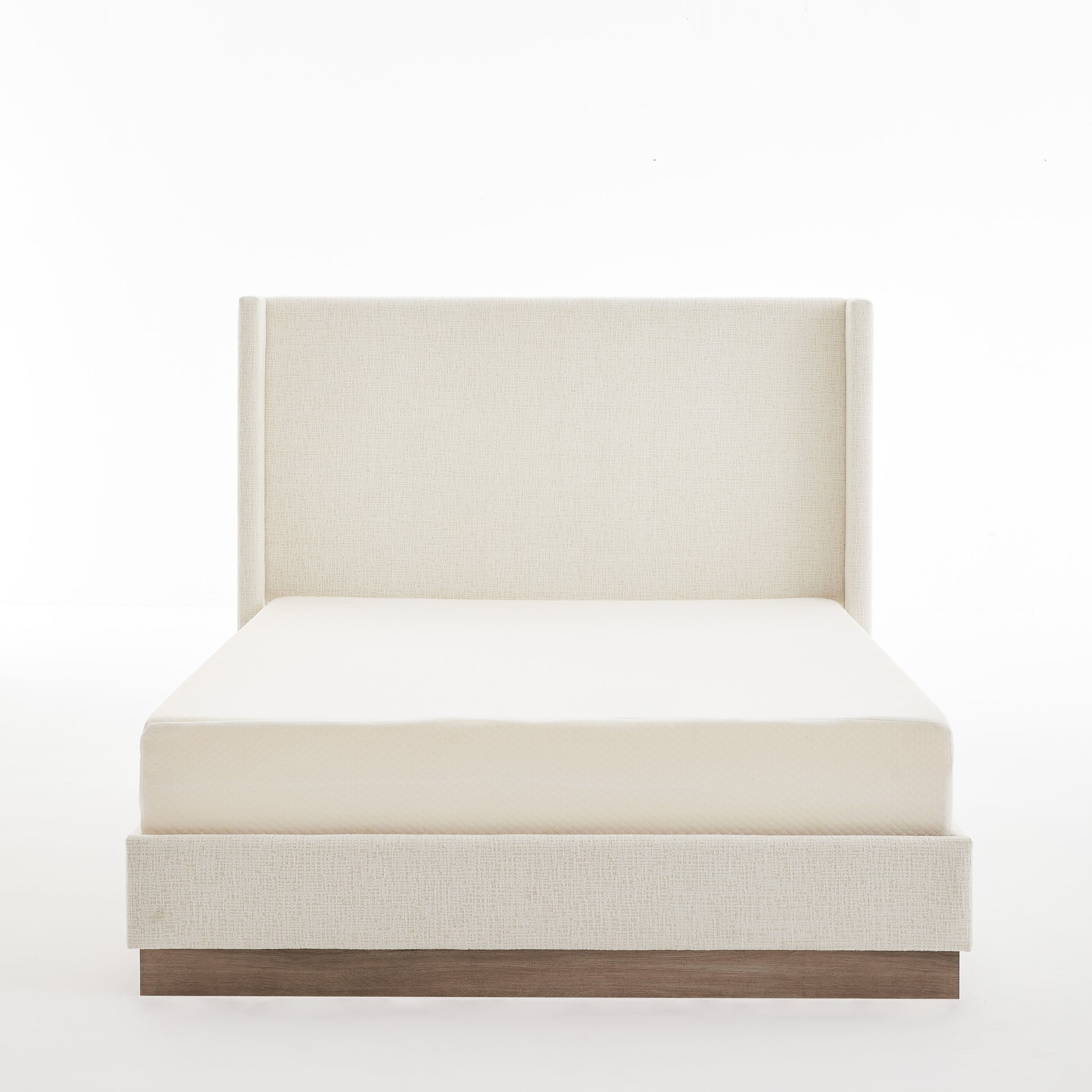 Hosford Upholstered Wingback Bed / Upholstered Wood Base Platform Bed / 52.5" High Headboard / Minimalist / Rusticity / No Box Spring Needed / Queen / Textured Ivory Canvas / No Noise image 11