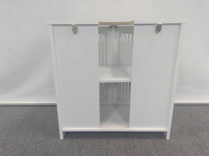 Washbasin cabinet without basin, louvered double-door floor-standing bathroom vanity and storage unit, white bathroom floor-standing storage cabinet. image 2
