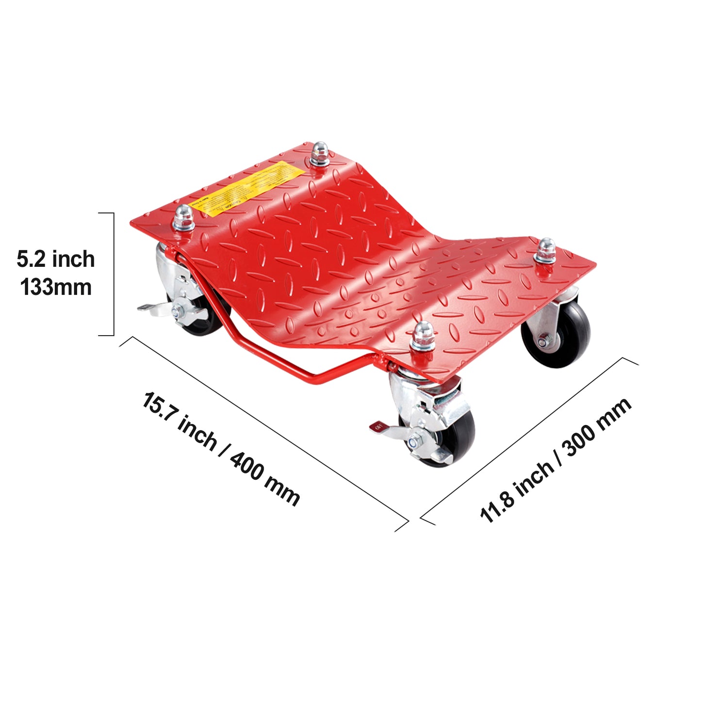 Wheel Dolly, 8000 lbs Capacity Heavy-Duty Steel Car Mover, Wheel Dolly Car Tire Stake Set with Brakes, Vehicle Moving Cart Moving Cars, Trucks, Trailers, Motorcycles, and Boats, Set of 4, Red image 8
