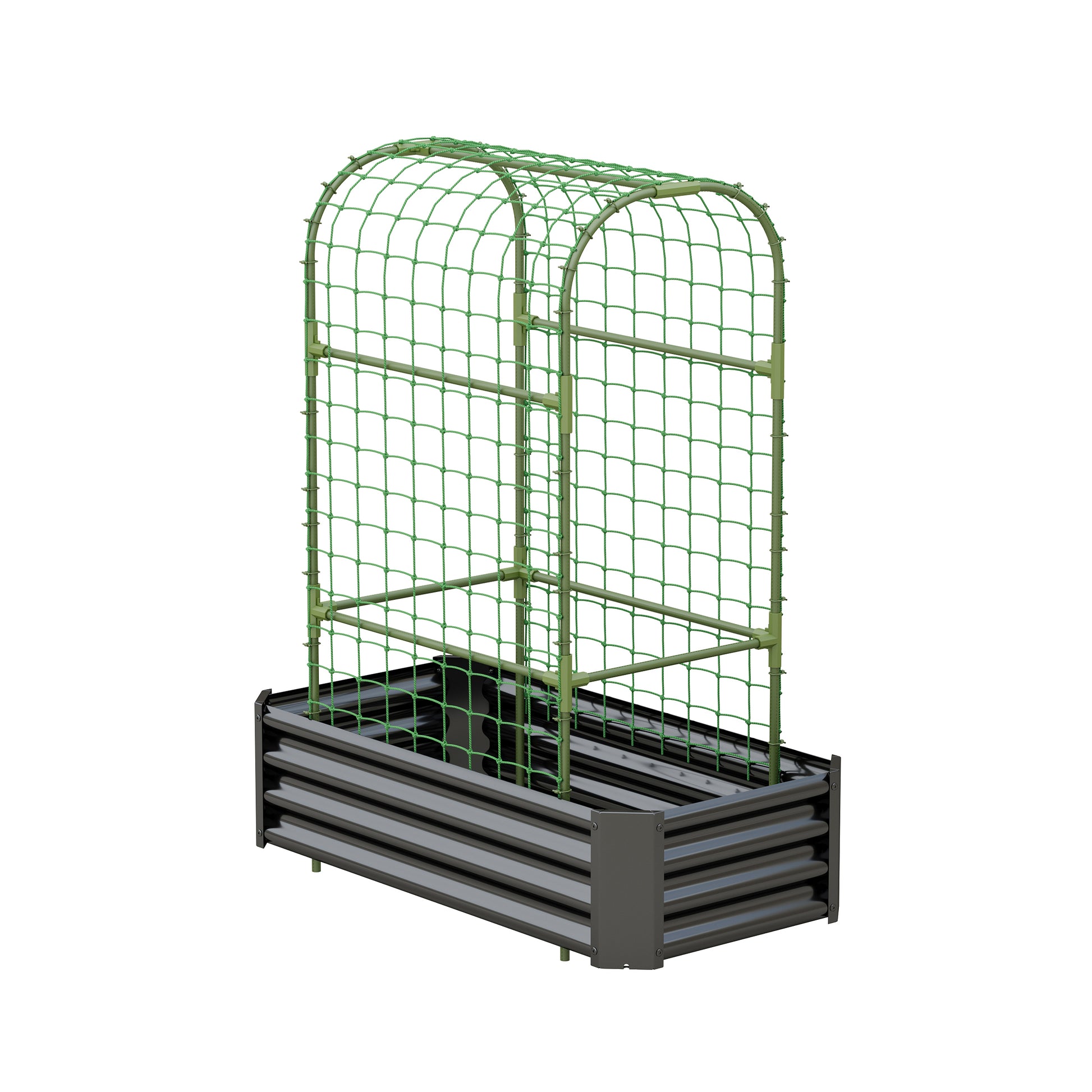 2-in-1 Raised Garden Bed with Trellis - 59" Tall Arch Planter Box for Climbing Plants, Outdoor Galvanized Metal Gardening Bed for Vegetables, Fruits, Flowers (Black, 4x2x1 Ft) image 11