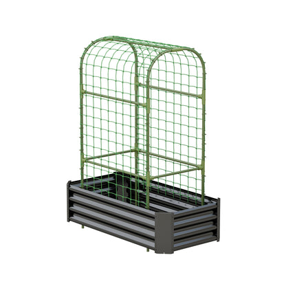 2-in-1 Raised Garden Bed with Trellis - 59" Tall Arch Planter Box for Climbing Plants, Outdoor Galvanized Metal Gardening Bed for Vegetables, Fruits, Flowers (Black, 4x2x1 Ft) image 11