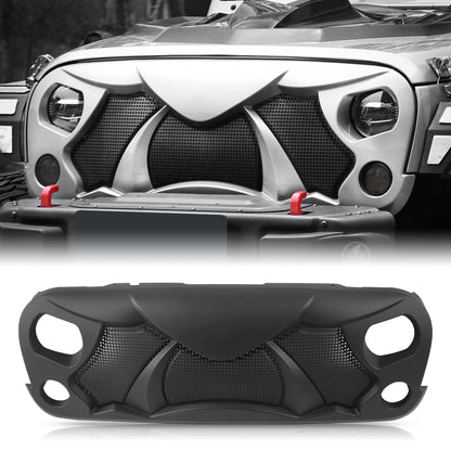 Halloween Front Grille Grid Grill for 2007-2017 Jeep Wrangler Rubicon Sahara Sport JK/JKU, Matte Black image 1