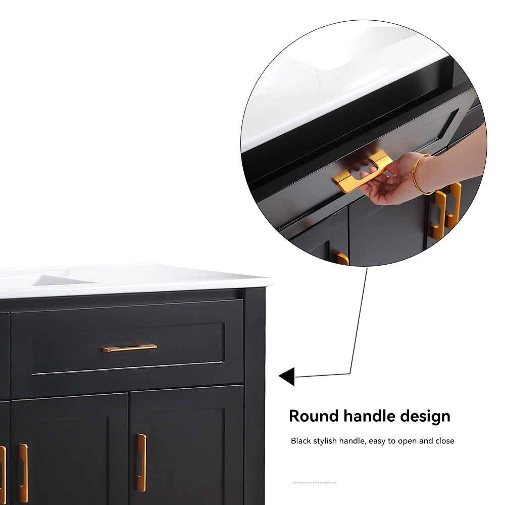 48" Black Bathroom Vanity.Abundant Storage Cabinet -4 Soft close doors and 4 drawers (excluding the ceramic basin) image 8