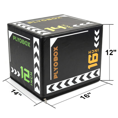 3-in-1 Foam Plyometric Jump Box, 12/14/16 Inch Multi-Height Soft Plyo Box, High-Density EPE Core with Non-Slip PVC Cover, for Beginners, Kids, Home Gym & Rehab Training image 5