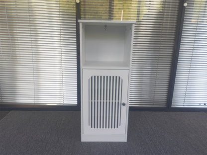Bathroom low cabinet, louvered door floor-standing bathroom storage cabinet, multi-layer bathroom storage cabinet, white image 5