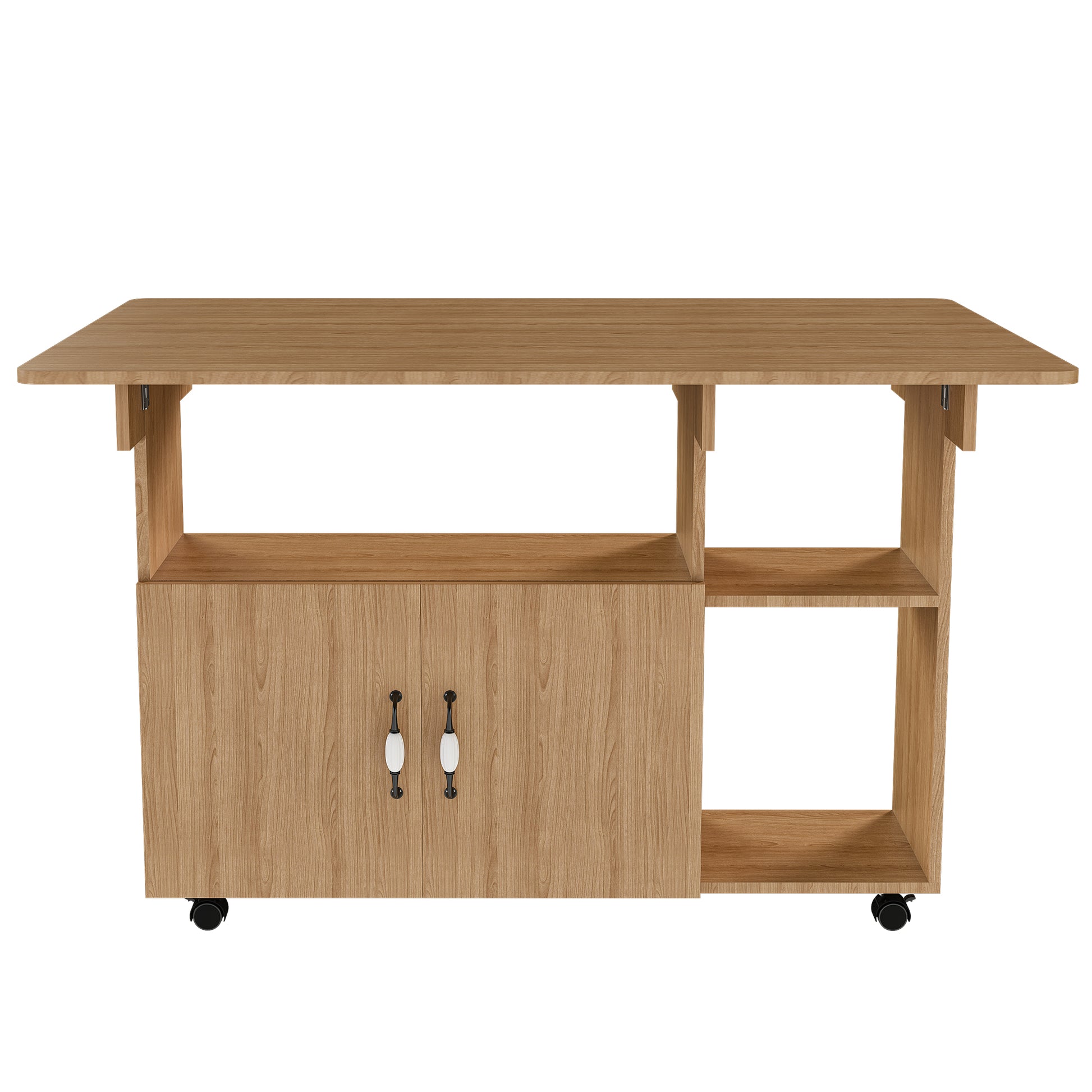Multi-Functional Folding Table with Storage Shelves and Wheels, 47 Inch Foldable Dining Table for Small Spaces, Compact Desk for Kitchen, Dorm, Office image 11