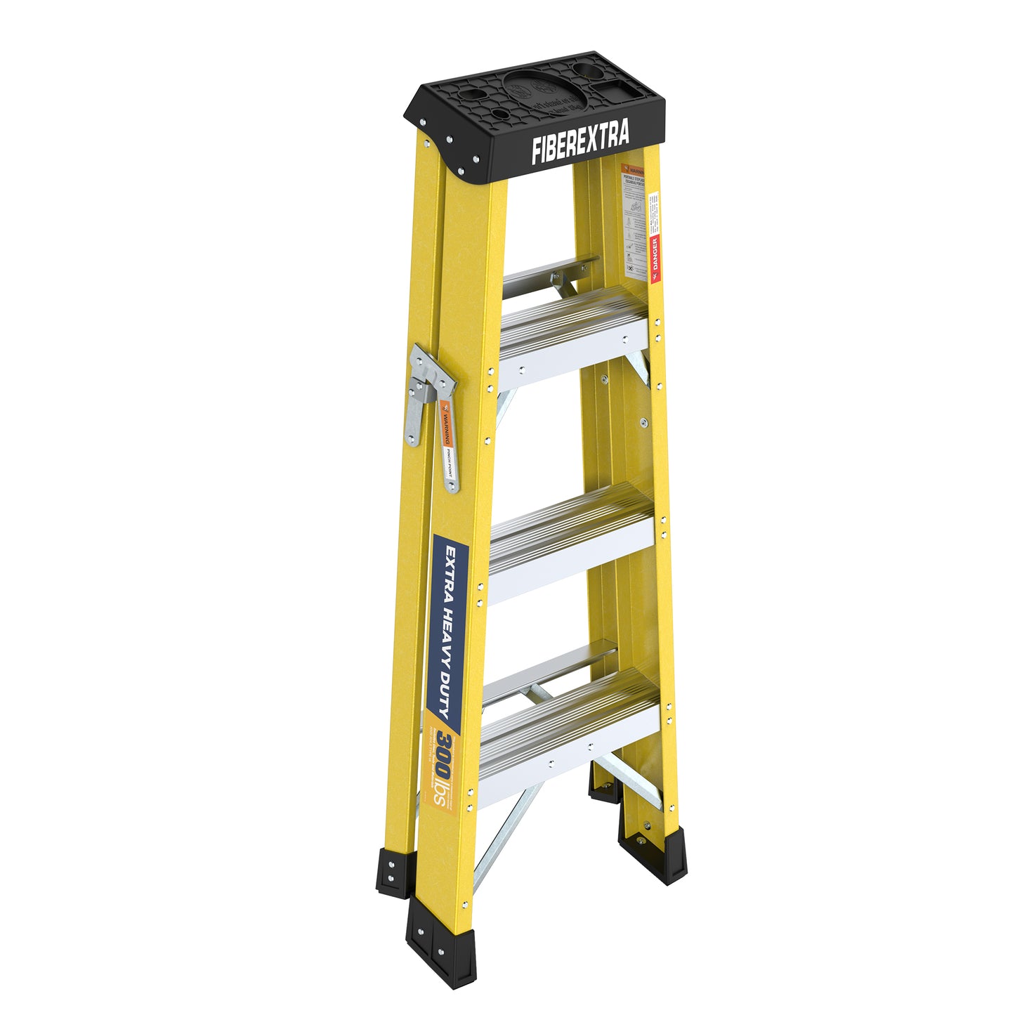 Fiberglass Reinforced Single Side Ladder – Lightweight Non-Conductive Access Ladder 4step Yellow 300 LBS Capacity image 7