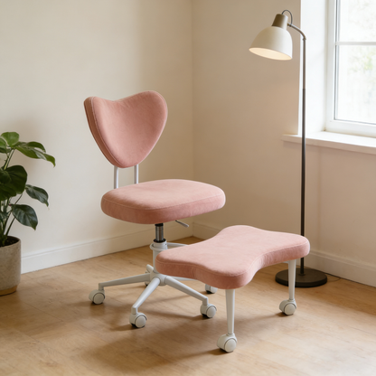 Meditation chair, an ergonomic cross-legged seating chair with lumbar support and a height-adjustable seat cushion, ideal for people engaged in high-intensity office work. PINK image 10