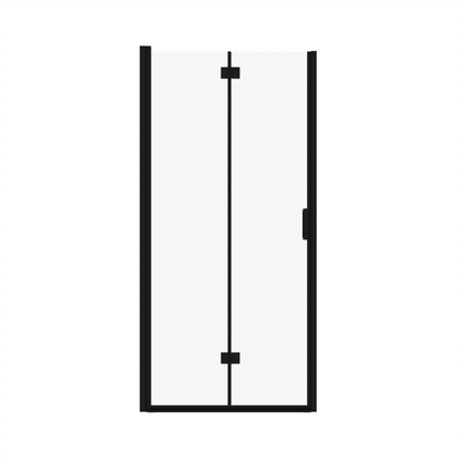 Semi-Frameless Folding Pivot Hinged Shower Door 34-35.2 in. W x 72 in. H,1/4" (6mm) Tempered Glass,Bathroom Bifold Panel, Reversible Installation,Matte Black image 7