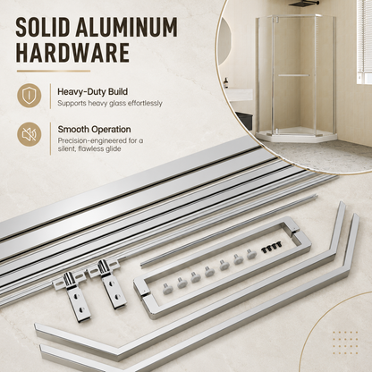 36" W x 72" H Neo-Angle Corner Shower Door, 1/4" (6mm) Clear Tempered Glass with Safety Film and Nano Coating, Framed Pivot Design, Chrome image 9