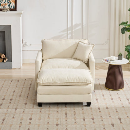 Cloud Sofa one Seat (Armrests are not included), Modern Sectional Couch, for Living Room Bedroom and Apartment, Comfy Double Layer Upholstered Seat Cushion, Breathable Chenille Fabric, Beige image 5
