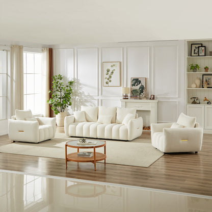 3 Seater + 1 Seater +1 Seater, Combo Sofa Modern Living Room Sofa, Teddy Sofa, Wooden Frame, 5 Cushions, Apartment Sofa Furniture image 1
