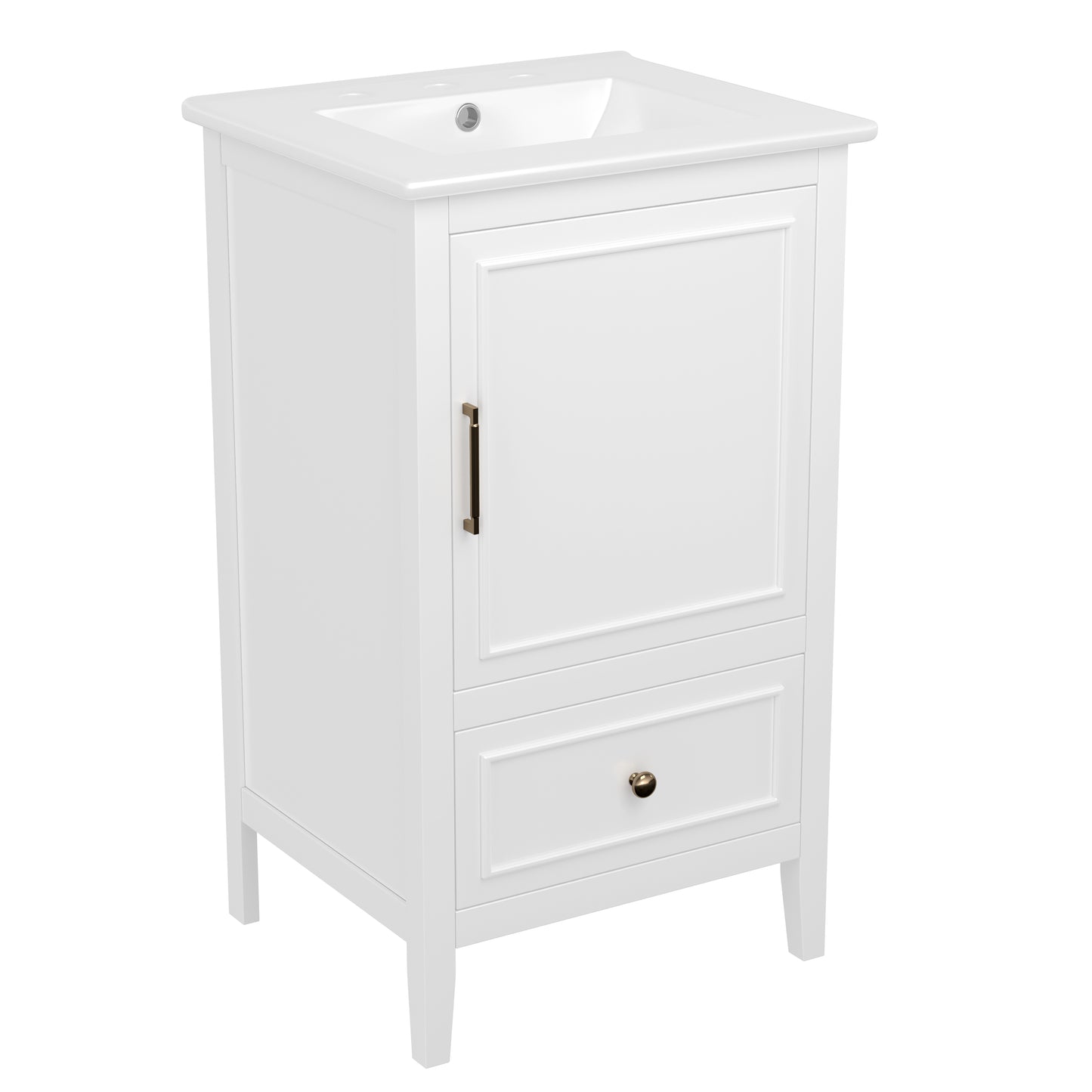 20" Bathroom Vanity with Sink, Bathroom Cabinet with A Door, Door Shelf Storage and Adiustable Foot Pads, A Drawer, White(Old SKU:N725P192821K) image 10
