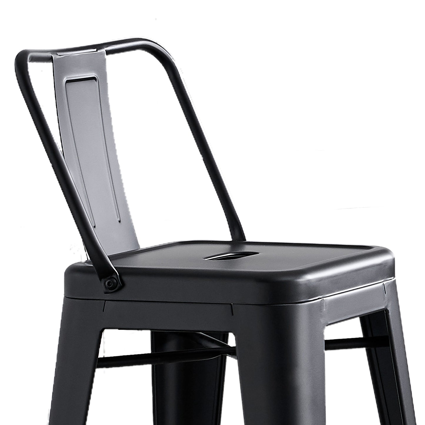 24"Metal Barstool,Country Rustic Style with Back, Kitchen Counter Bar Stool, Lightweight & Sturdy Build, Set of 4 -Matte Black image 3