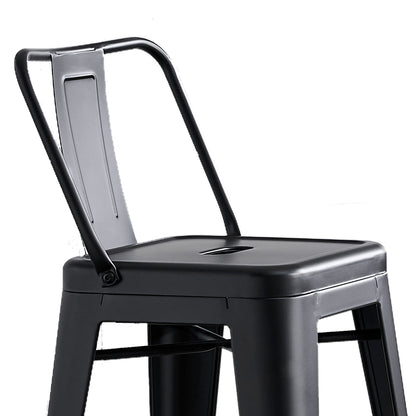 24"Metal Barstool,Country Rustic Style with Back, Kitchen Counter Bar Stool, Lightweight & Sturdy Build, Set of 4 -Matte Black image 3