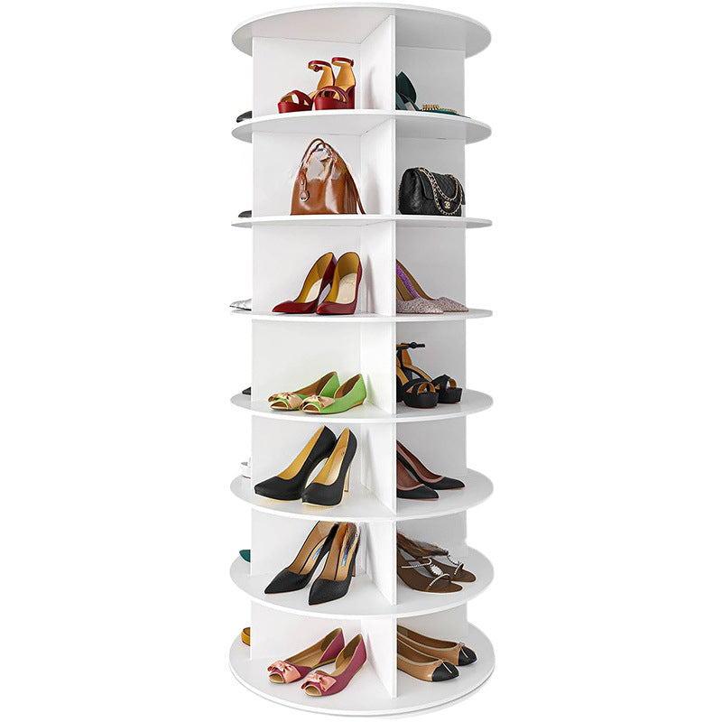 7 Tier Rotating Shoe Rack Tower, Spinning Shoe Display, 360 Shoe Rack Storage Round Carousel, Vertical Handbag Rotate Shoes Closet Organization (WHITE) image 5