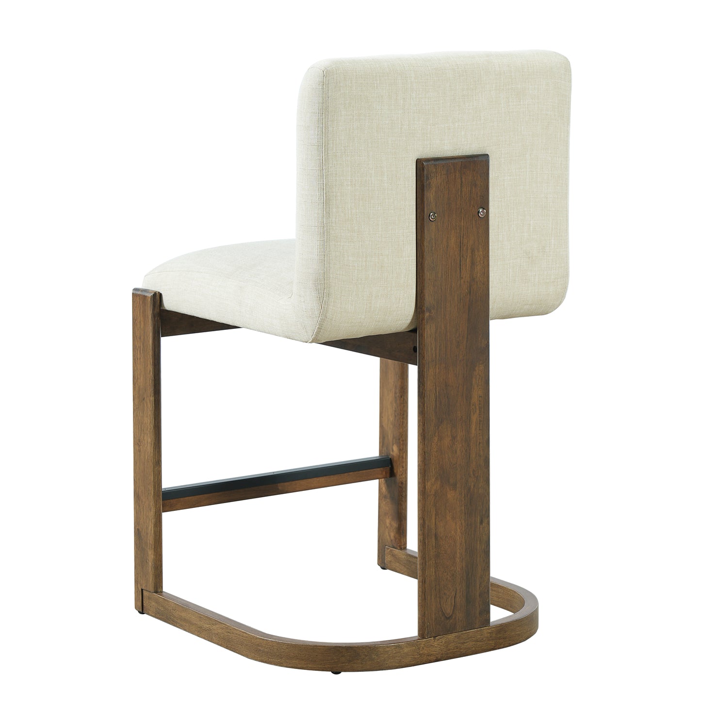 Modern Bar Stools Set of 2, 24" Solid Wood Counter Height Barstools, Linen Upholstered Kitchen Island Chair With Walnut-Finished Wood Legs for Home Bar Coffee Shop,Beige image 10