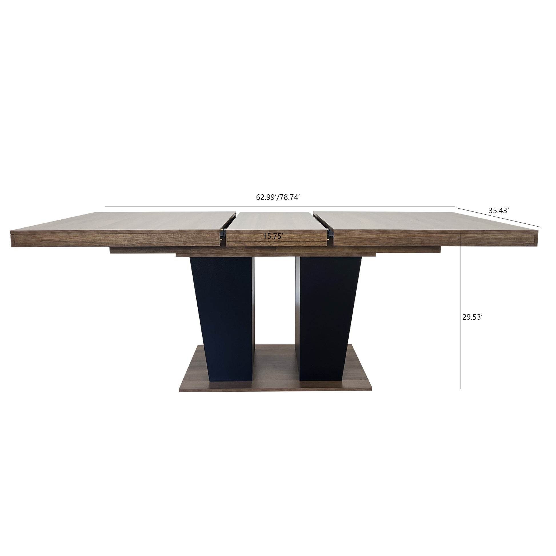 Extendable Dining Room Table for 4-10 People,Wooden Transformer Kitchen Dining Table with Black Double Sturdy Pedestal Base, Modern Expandable Large Table image 9