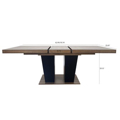 Extendable Dining Room Table for 4-10 People,Wooden Transformer Kitchen Dining Table with Black Double Sturdy Pedestal Base, Modern Expandable Large Table image 9