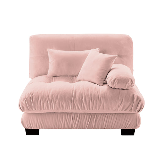 Pariss Sofa RSF pink chenille modular 2-seater sofa with pillows front view