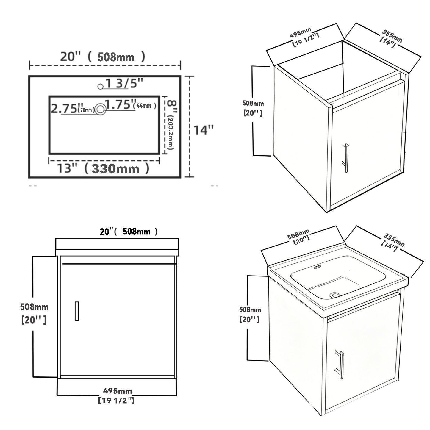 20 Inch Floating Bathroom Vanity with Sink, Soft-Close Door,Ceramic Sink,Plywood, Grey image 6