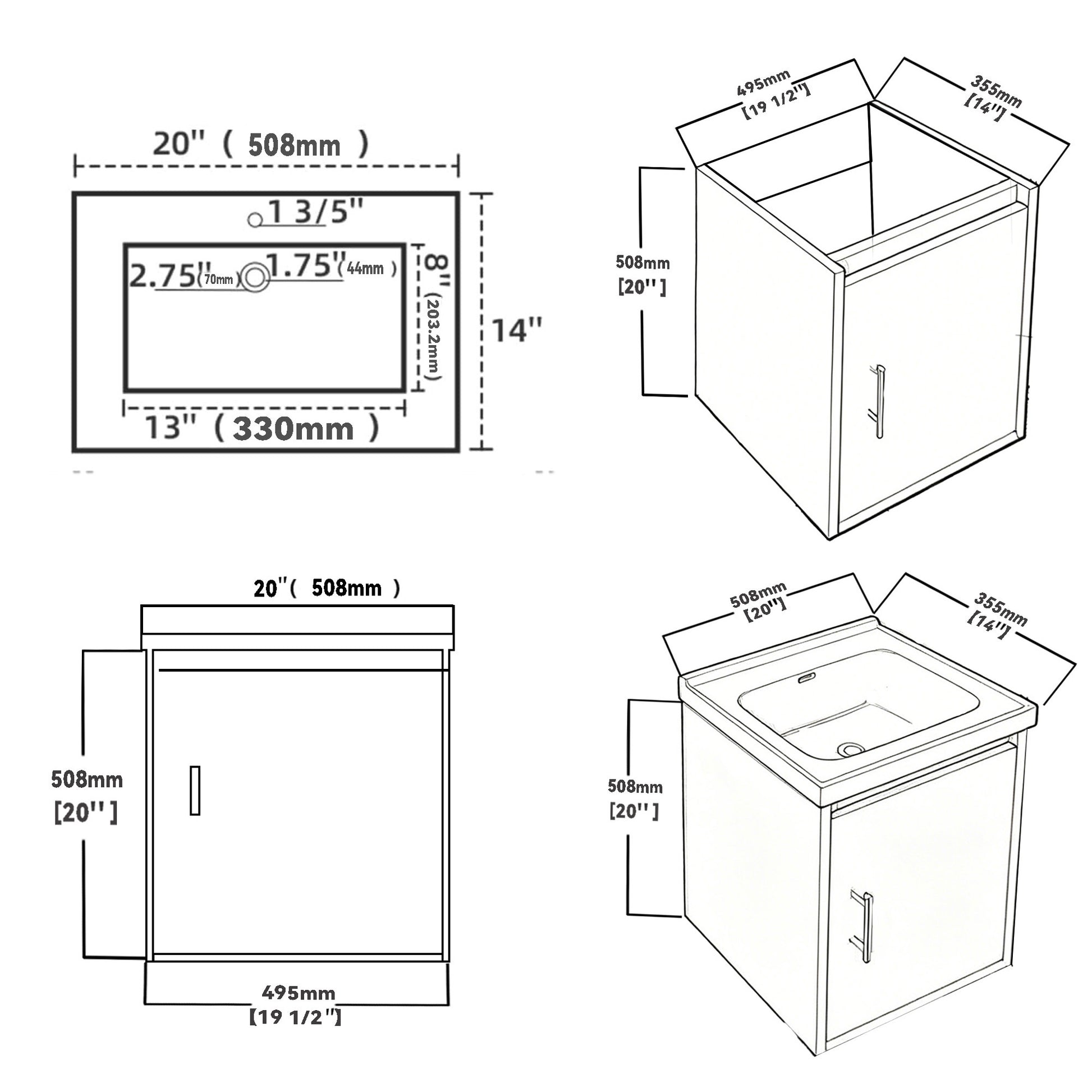 20 Inch Floating Bathroom Vanity with Sink, Soft-Close Door,Ceramic Sink,Plywood, Grey image 6